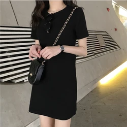 Women Harajuku Mini Short Sleeve Dress Woman Clothing Black Pink Casual Y2k Clothes Fashion Summer Short Dresses for Women 2024