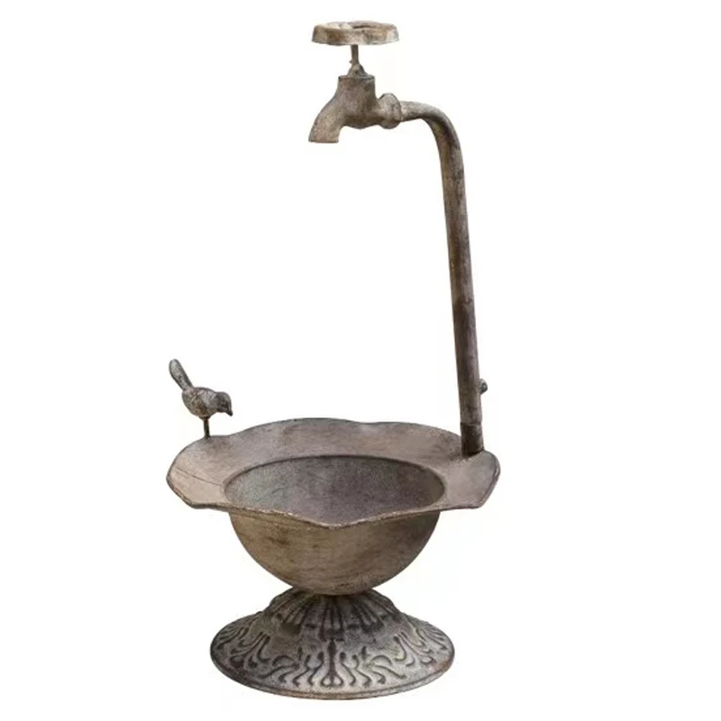 Outdoor Garden Bird Bath Spa With Metal Faucet Flowerpot bathtub Garden Decoration Basin Gardening Groceries Bird Basin