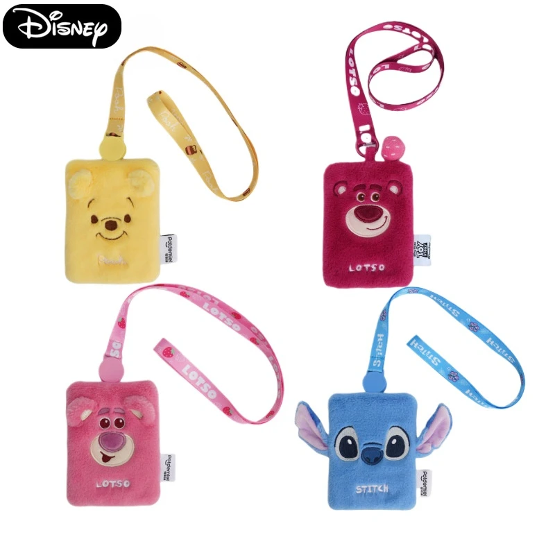 Disney-Cardholder Plush bonito, urso de morango e ponto, ID Sleeve, perfeito para Metro Bus e Work Badge