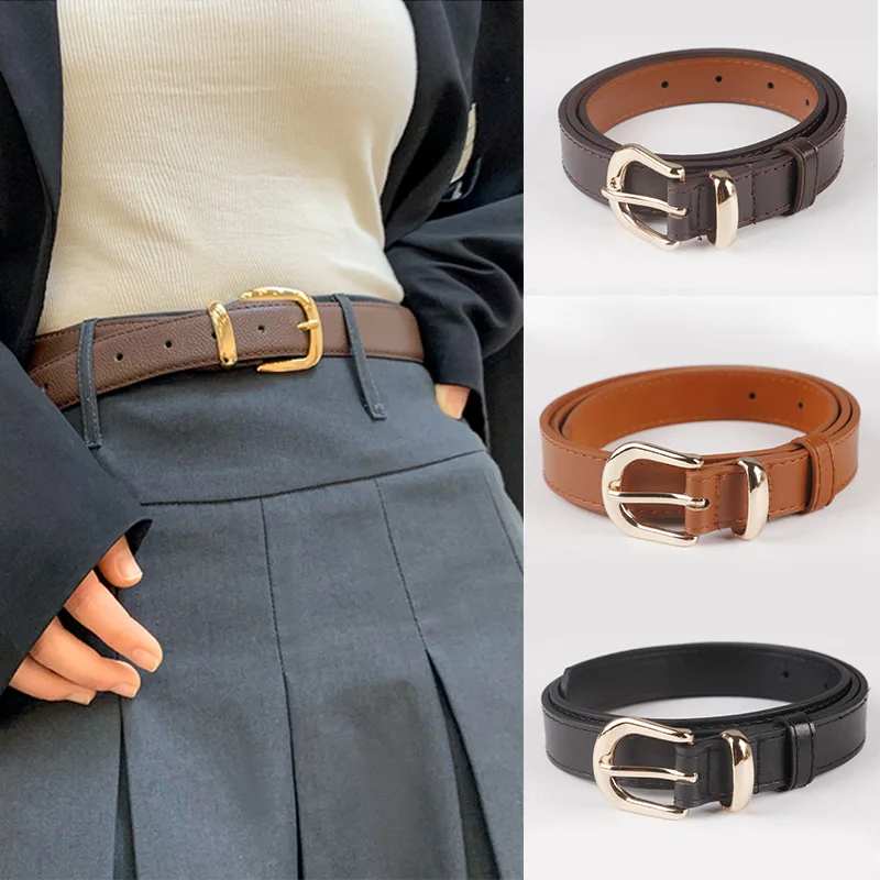 Women's Belt Simple Fashion Metal Buckle Waistband PU Leather Belts For Ladies Jeans Suit Shirt Clothing Accessories