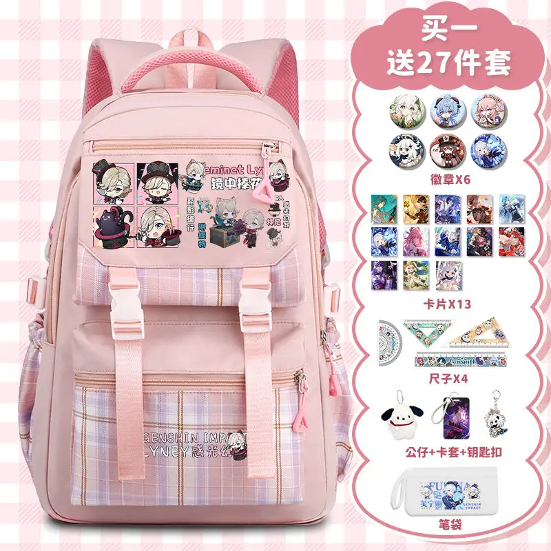 GS Impact Game Cos Arlecchino Wriothesley Kaveh Lynette Etc. Unisex 2024 New Anime Simple Campus Backpack Stationery Gift