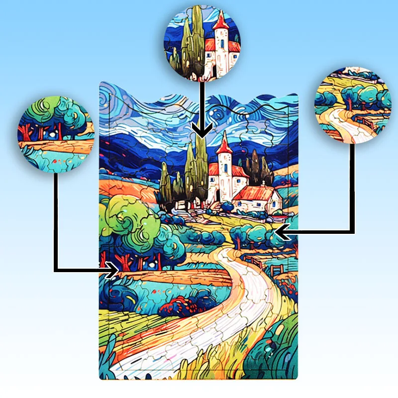 Wooden Puzzle on Rural Roads - Adult High difficulty Puzzle Game - Birthday, Festival, Christmas or wooden toys montessori