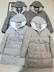 Winter B*C Cashmere Stitching Goose Down Mid-Length Coat FakeTwo-Piece Hooded Down Jacket High Quality Women's Clothing