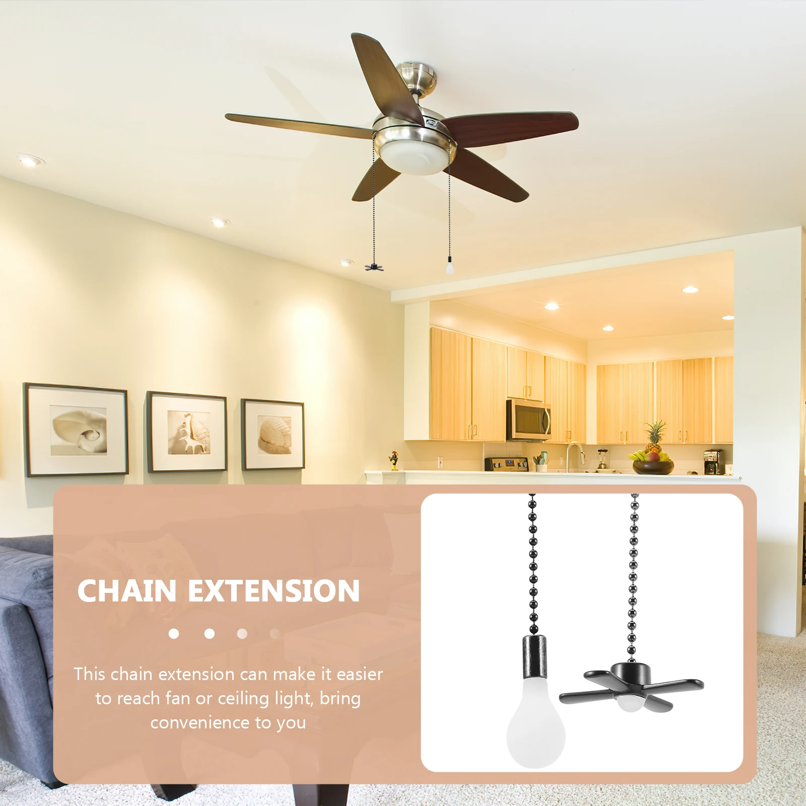 2 قطعة مروحة السقف ضوء سحب سلسلة تمديد المعادن الزخرفية ملحق دائم تصميم الرجعية للمنزل مروحة سحب سلسلة