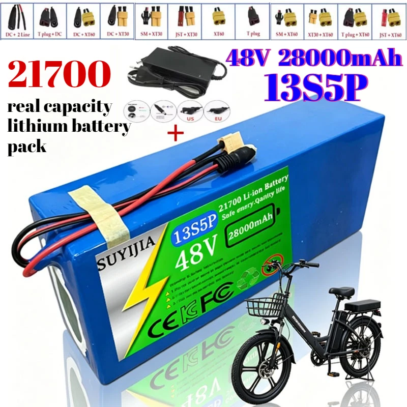 

2026 New Model Real Capacity 21700 Battery Pack 48V 28Ah 13S5P Electric Bicycle Lithium-ion Battery with 30A BMS Charger