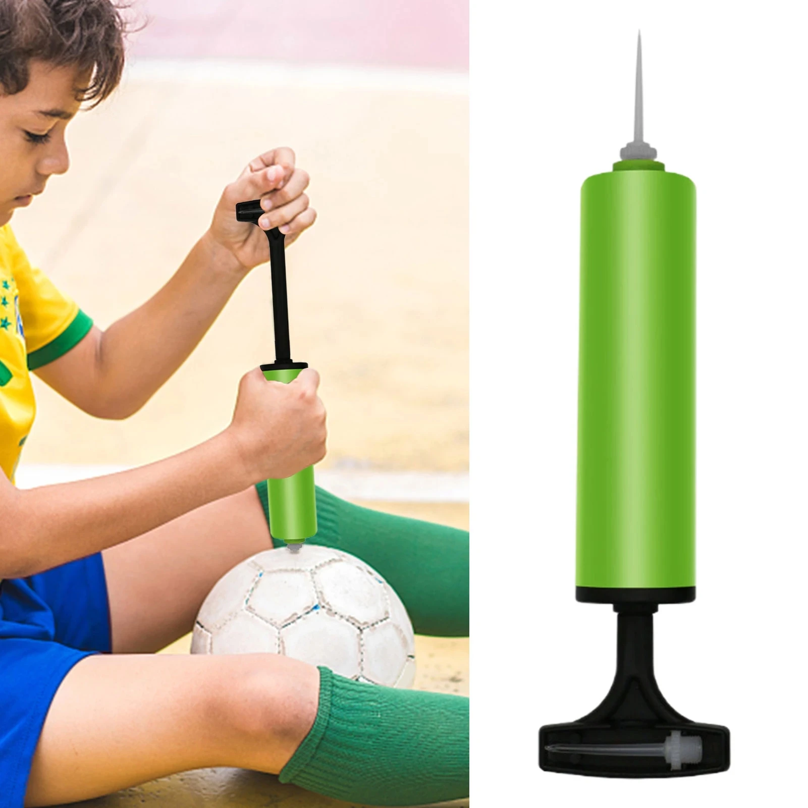 Bomba de aire manual para baloncesto y fútbol, anillo de natación portátil, pelota de playa, bomba inflable + aguja inflable, 1 ud.