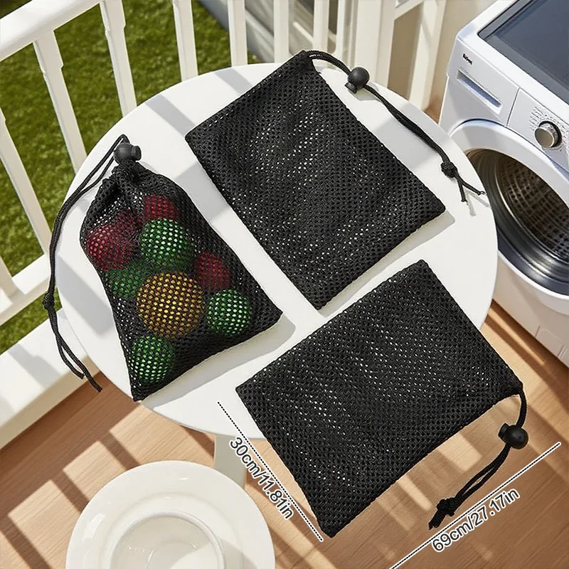 블랙 화이트 내구성 메쉬 드로스트링 보관 가방 가정용 여행 야외 활동용 다용도 세탁 파우치 & 필통