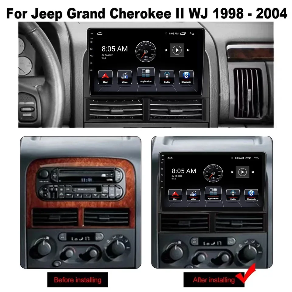 

4G Android 13 radio For Jeep Grand Cherokee II WJ 1998 - 2004 Car stereo Multimedia Player Carplay Auto GPS navigation 2DIN