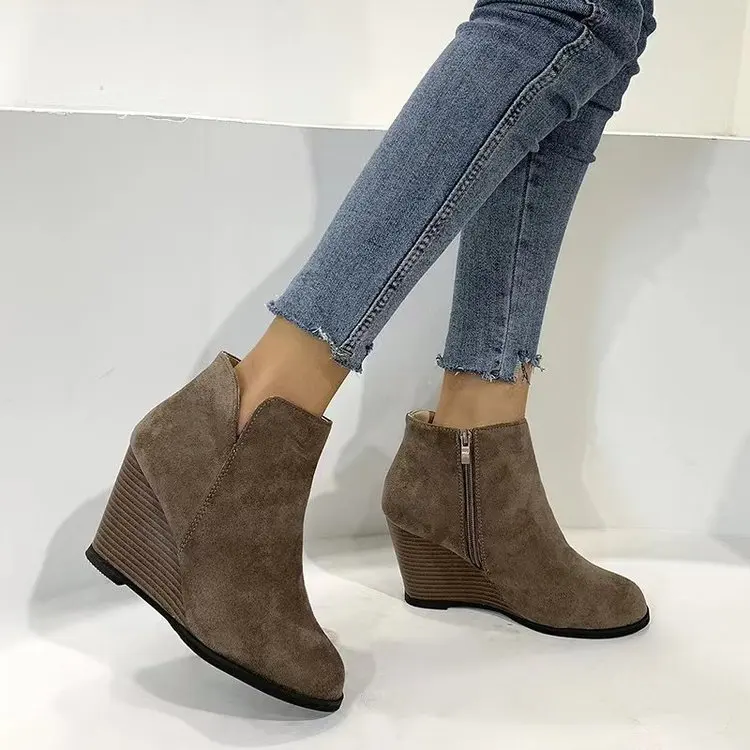 Leopard Ankle Boots Lace Up Footwear Platform High Heels Boots Women Slip On Women Shoes Boots Woman Flat Boots Botas Mujer2023