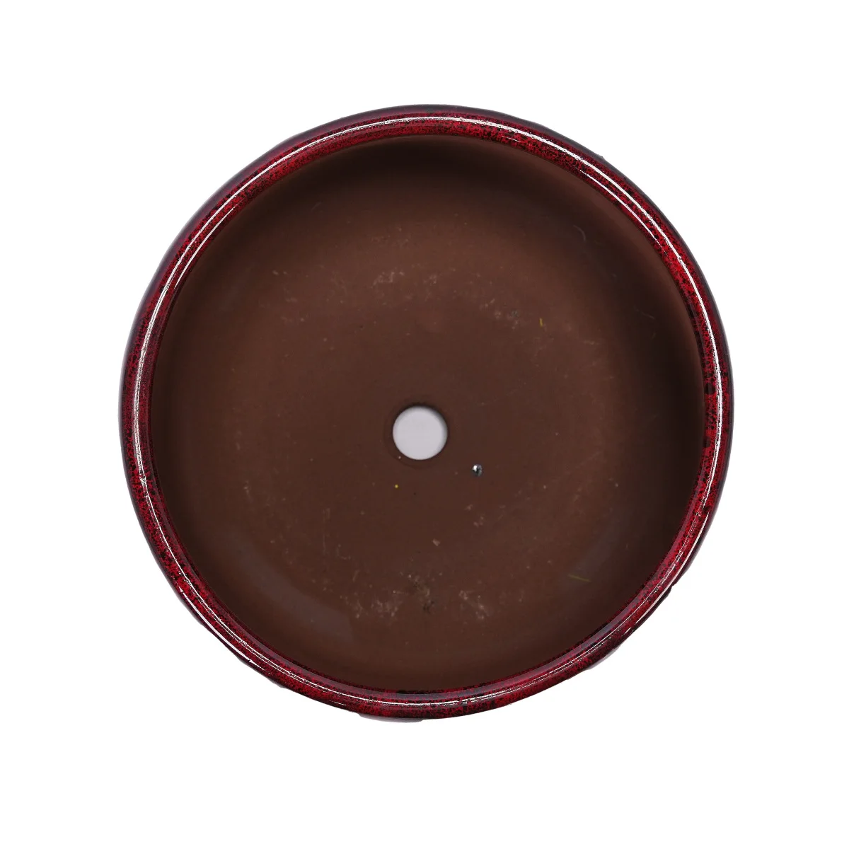 Handmade Ceramic Flower Pot Set of 4, 7/9/11/14 Inch Diameter, Deep Red Speckled Glaze for All Flowers, Indoor/Outdoor Use on Windowsill & Bookshelf, Breathable Clay    RR