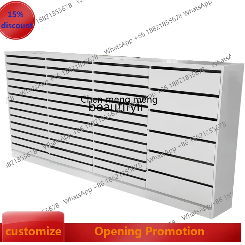 

S7486 ss Modern Minimalist Nail Salon Display Floor Cabinet UV Polish Storage Wall Cabinet Nail Polish Color Plate Manicure