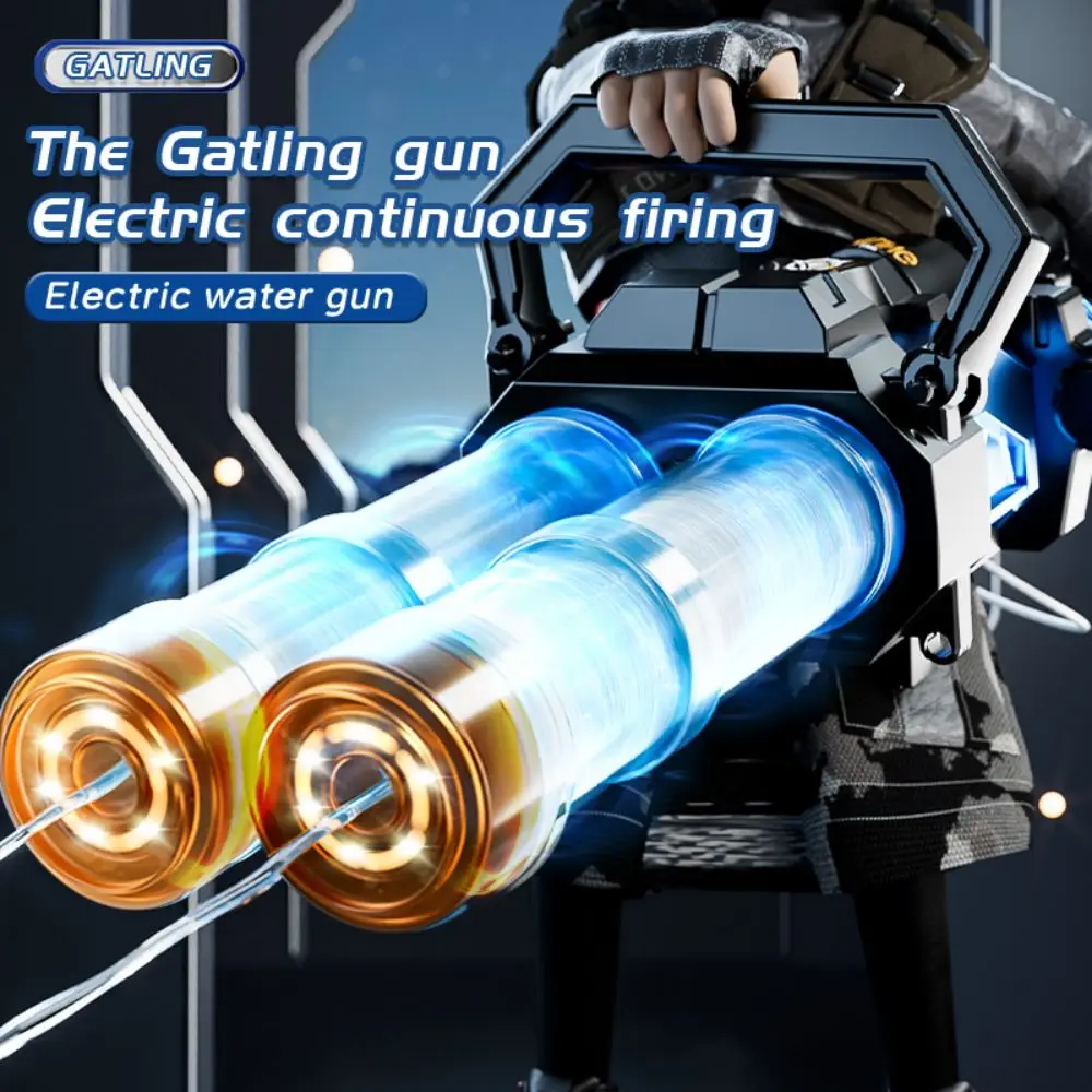 Pistola de água elétrica Gatling mais poderosa com luzes flash, pistolas automáticas de alta potência para adultos, Water Blaster Summer P