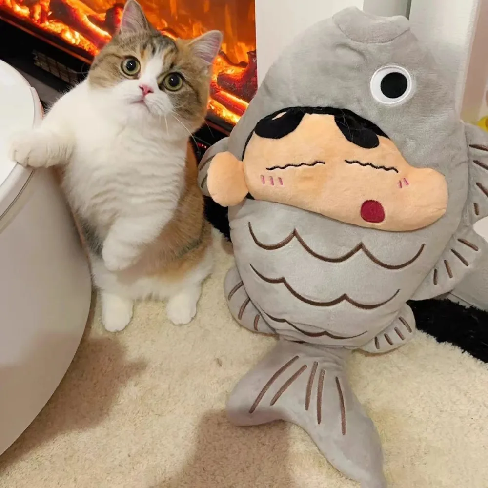 50cm kawaii crayon shin-chan brinquedo de pelúcia boneca dos desenhos animados peixe salgado brinquedo cama dormir boneca plushie travesseiro presente aniversário feminino