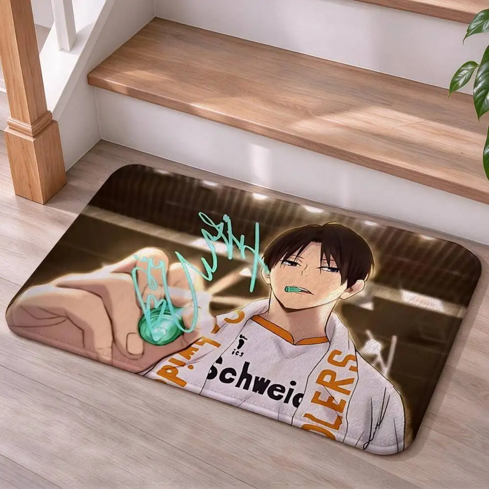 Karasuno High H-Haikyuu Volleyball Anime Short Plush Non-Slip Floor Mat, Easy to Clean, for Bathroom Door & Bedroom Door