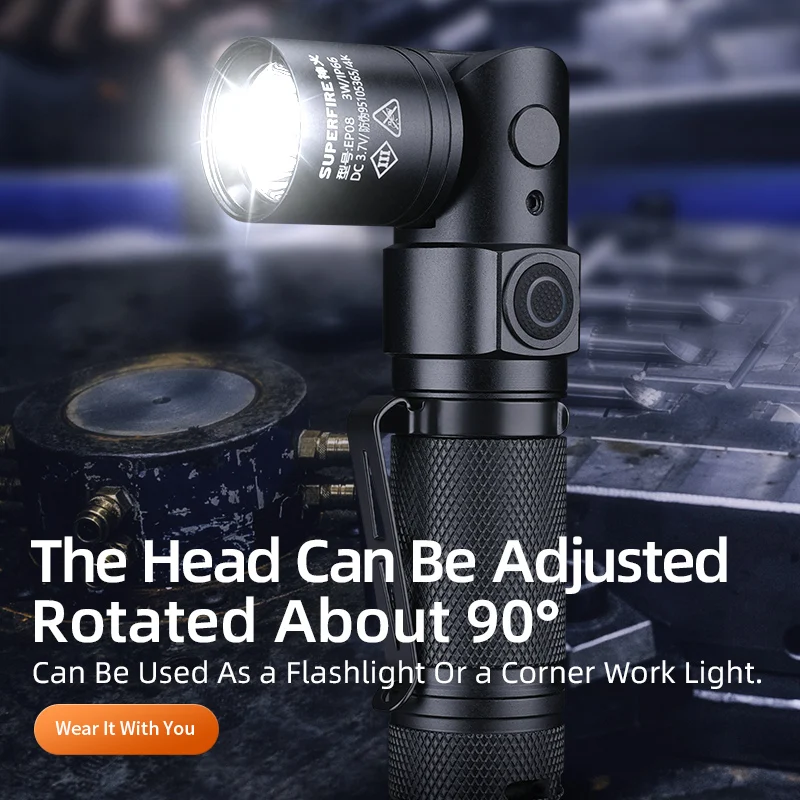SUPERFIRE EP08 3 ワット防爆懐中電灯ポータブル 90 度回転可能な緊急ライト IP66 防水磁気ベース