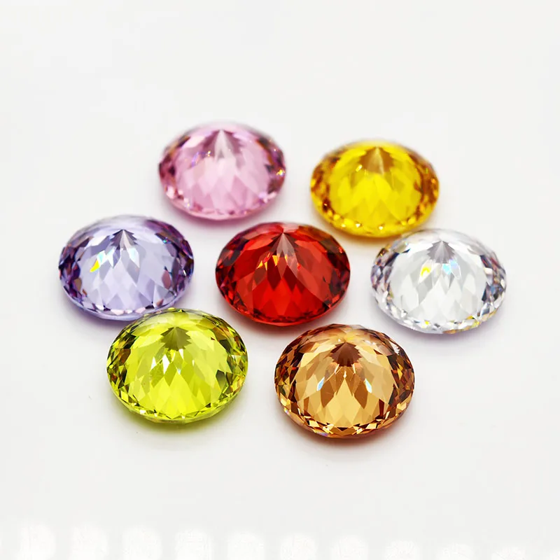 New 5A Colors Large Size Round 100 Faces Cut 18.0mm Cubic Zirconia Loose Gemstones for Jewerly Making