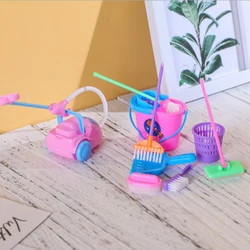 9Pcs Dollhouse Mini Mop Broom Toys Cleaning Tools Kit Model For Doll House Decoration Accessories Kids Pretend Play Toys