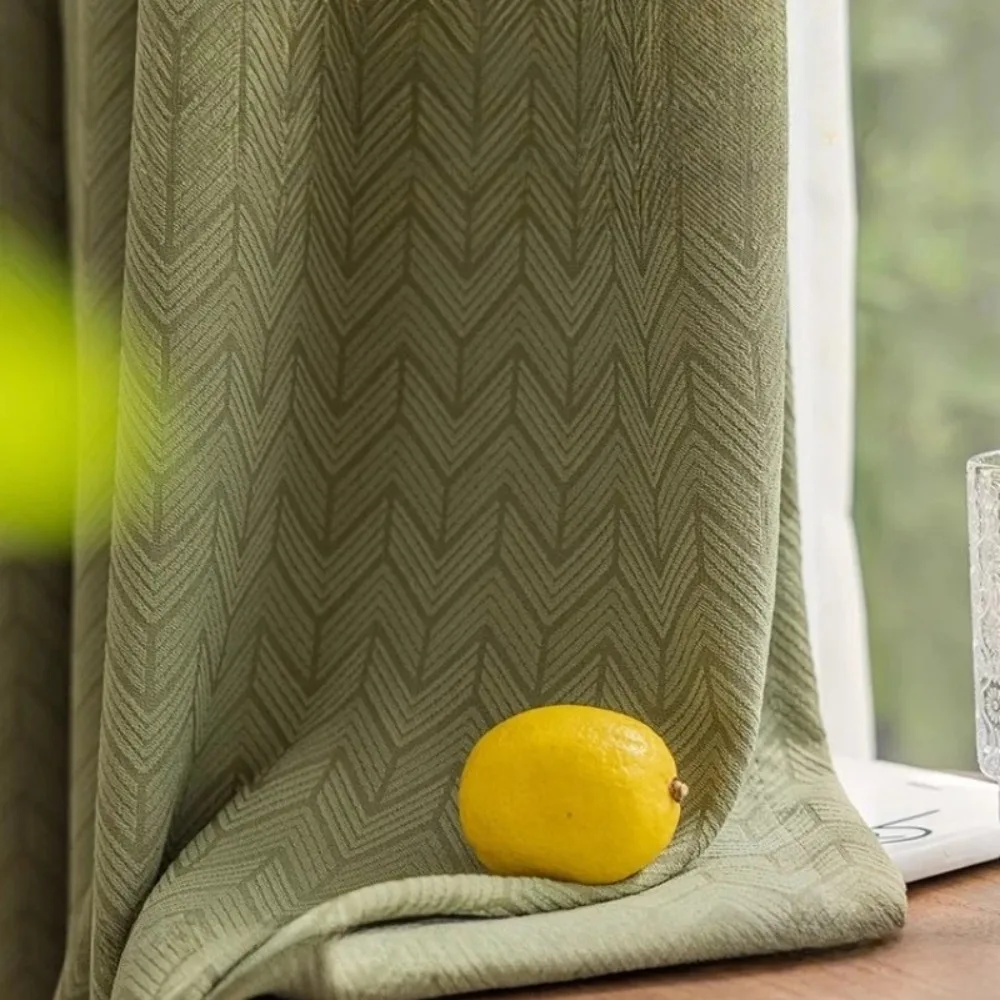 

Шторы с узором «елочка» для гостиной, столовой, спальни, американский свет, роскошные современные простые затемняющие новые зеленые матча на заказ