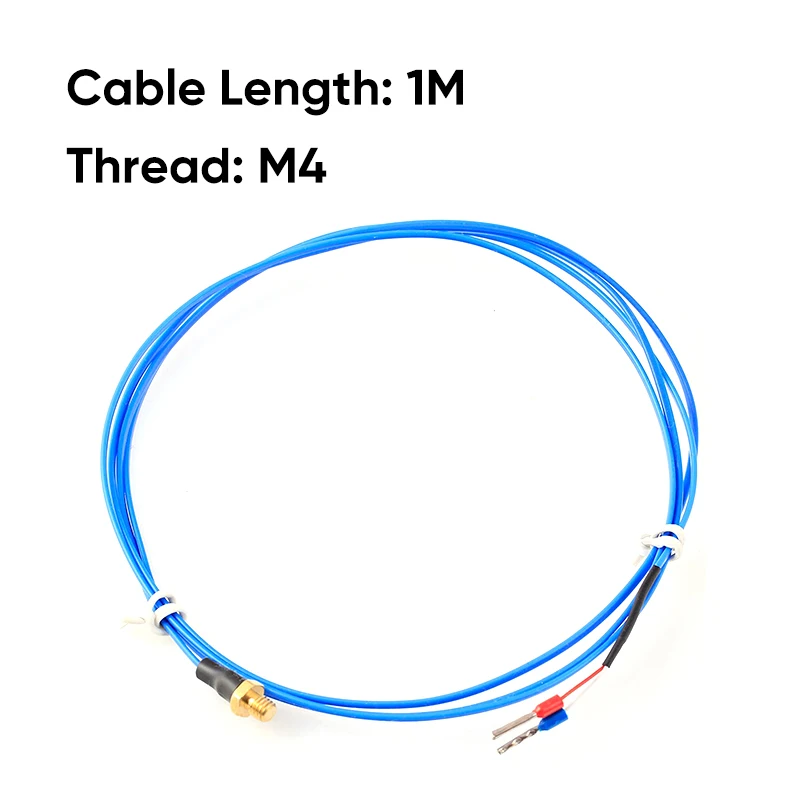 CG K/PT100 Typ M3 M4 Kupferschrauben-Thermoelement mit 0,5/1/2 m hochpräzisem, wasserdichtem PTFE-Kabel, 3D-Drucker-Temperatursensor