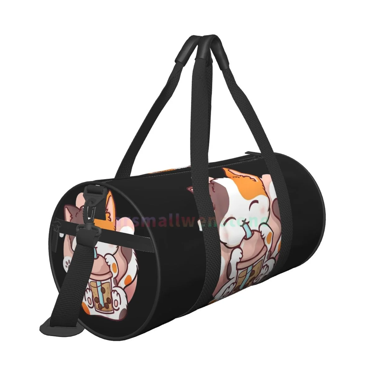 Gato Boba Tea Travel Duffle Bag, Yoga Bag, Treino Durável Mochila, Round Outdoor Fitness Bags