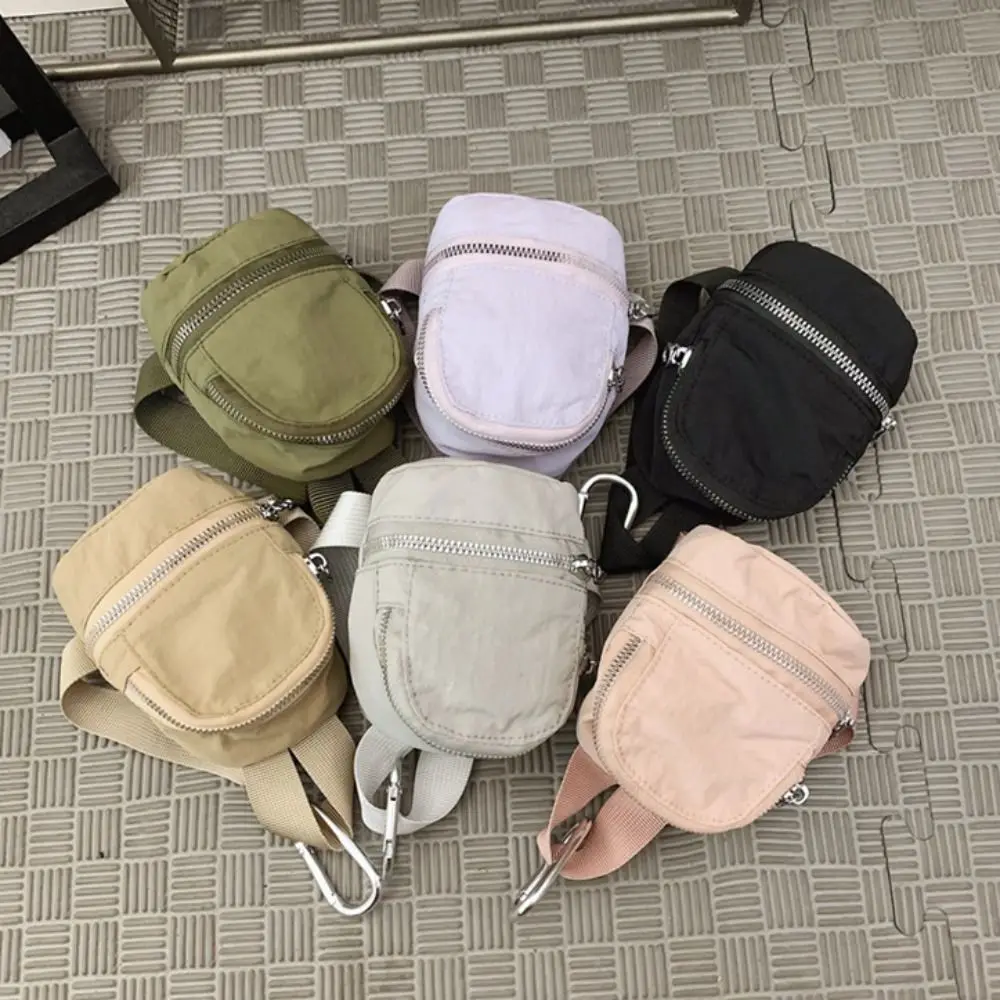 Fashion Solid Color Nylon Mini Backpack Mini Handbag Hanging Bag Pendant Sling Korean Style Small Wallet Bag Accessories