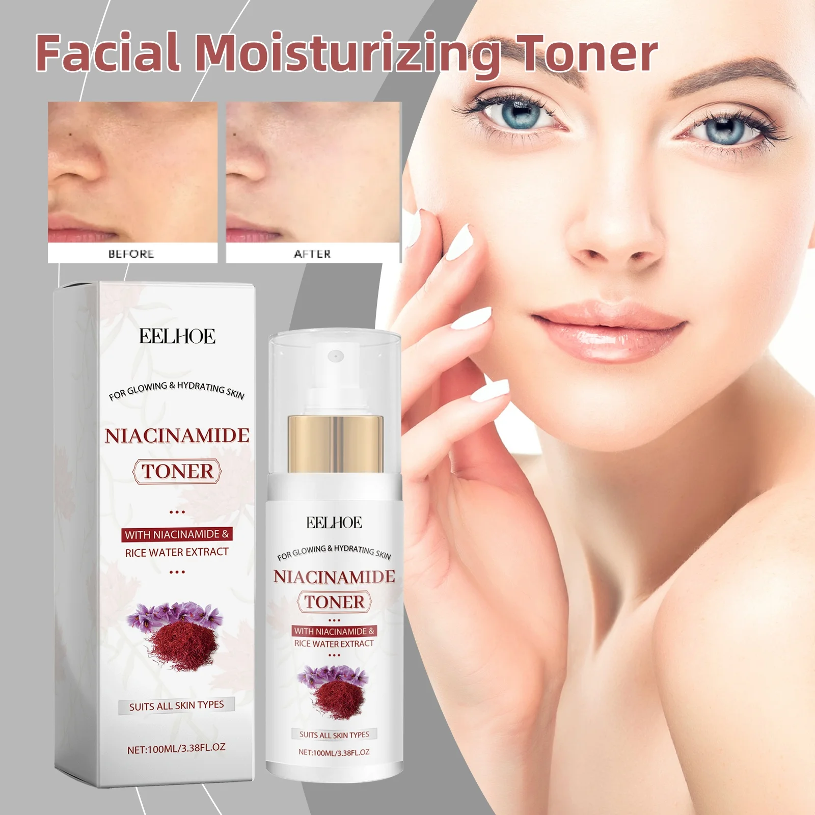 

Niacinamide Hydrating Facial Toner Moisturizing Brightening Refreshing Essence Water for All Skin Types Skincare Treatment