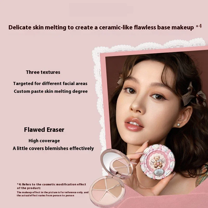 

Flower Knows 4 Color Concealer Sweetie Bear Palette Cute Makeup for Covering Dark Circles And Acne Scars Facial Contouring