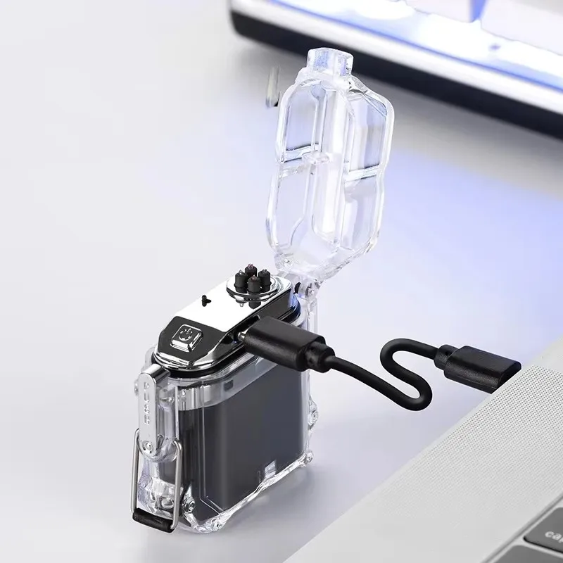 1pc LED Lighter - Windproof and Waterproof Dual Arc Transparent Electric Lighter for Enhanced Reliability and Performance