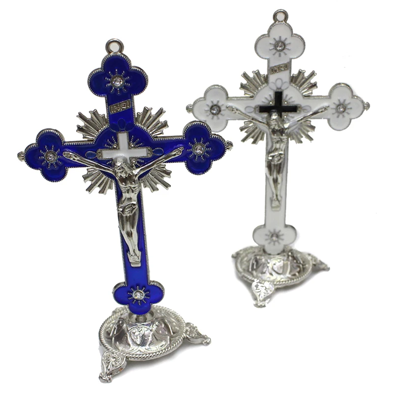 1pc Church Relics Figurines Jesus Christ On The Stand Cross Wall Crucifix Antique Home Chapel Decor