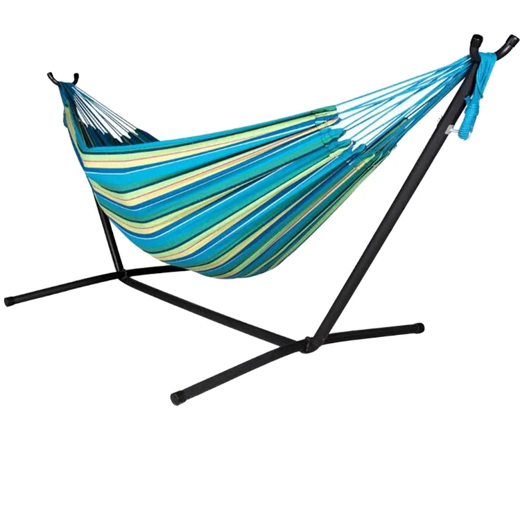

Lightweight And Comfortable Single Or Double Outdoor Camping Hammock Portable Rainbow Cotton And Nylon Fabric Durable And Stylis
