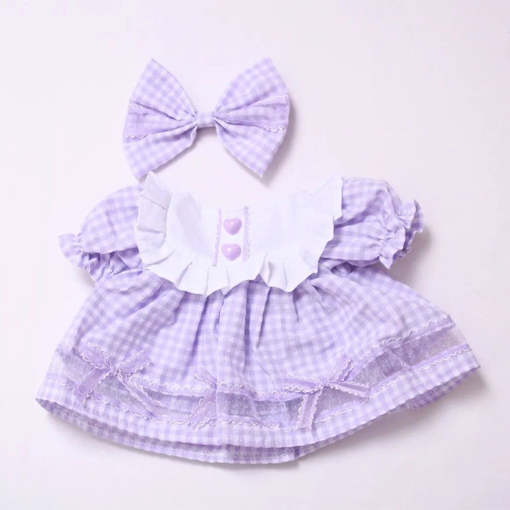 For 38cm Labubu Doll Clothes Plaid Skirt Set Dress Up Doll Accessories Changing Dress Sitting Party Playing House Game Gift Toys