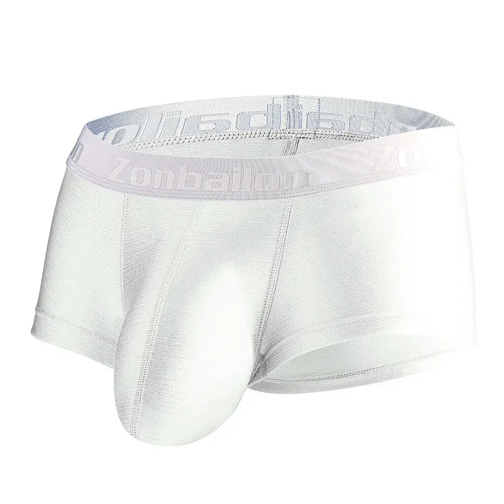 Jinshi Mens Short Leg Ball Pouch Tagless Silk Trunk Sexy Bulge Enhancing Pouch Underwear Boxer Briefs Pack