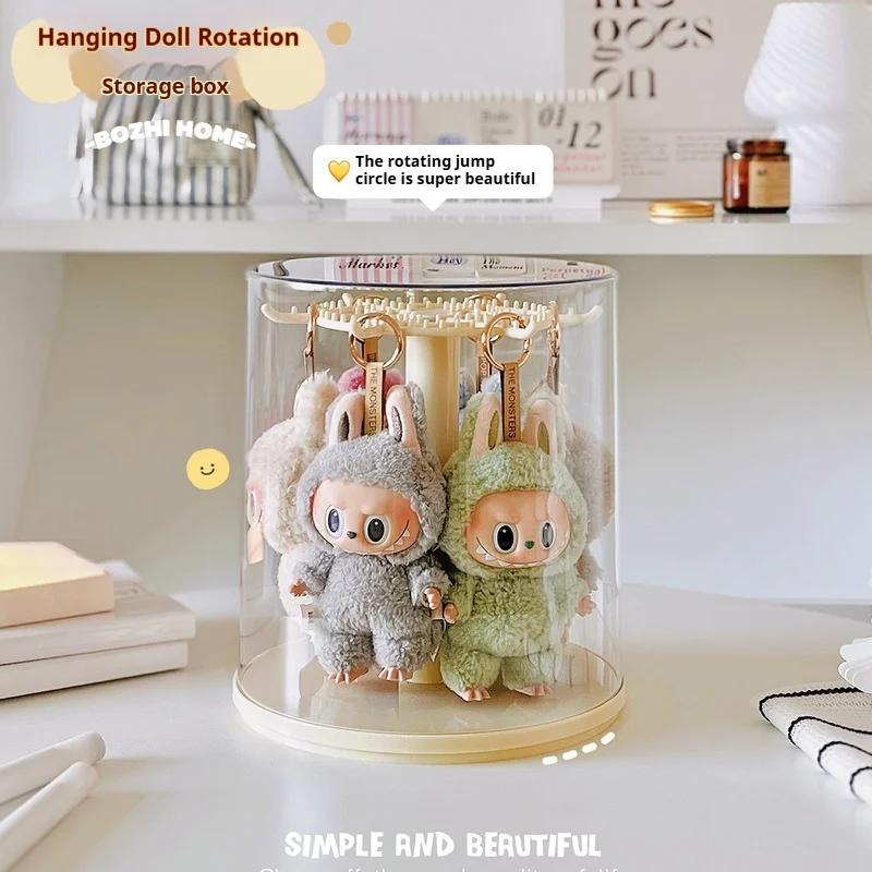 Labubu Acrylic Display Box Rotating Transparent Storage Rack Corner Blind Box Doll Storage Large Capacity Container Display Rack