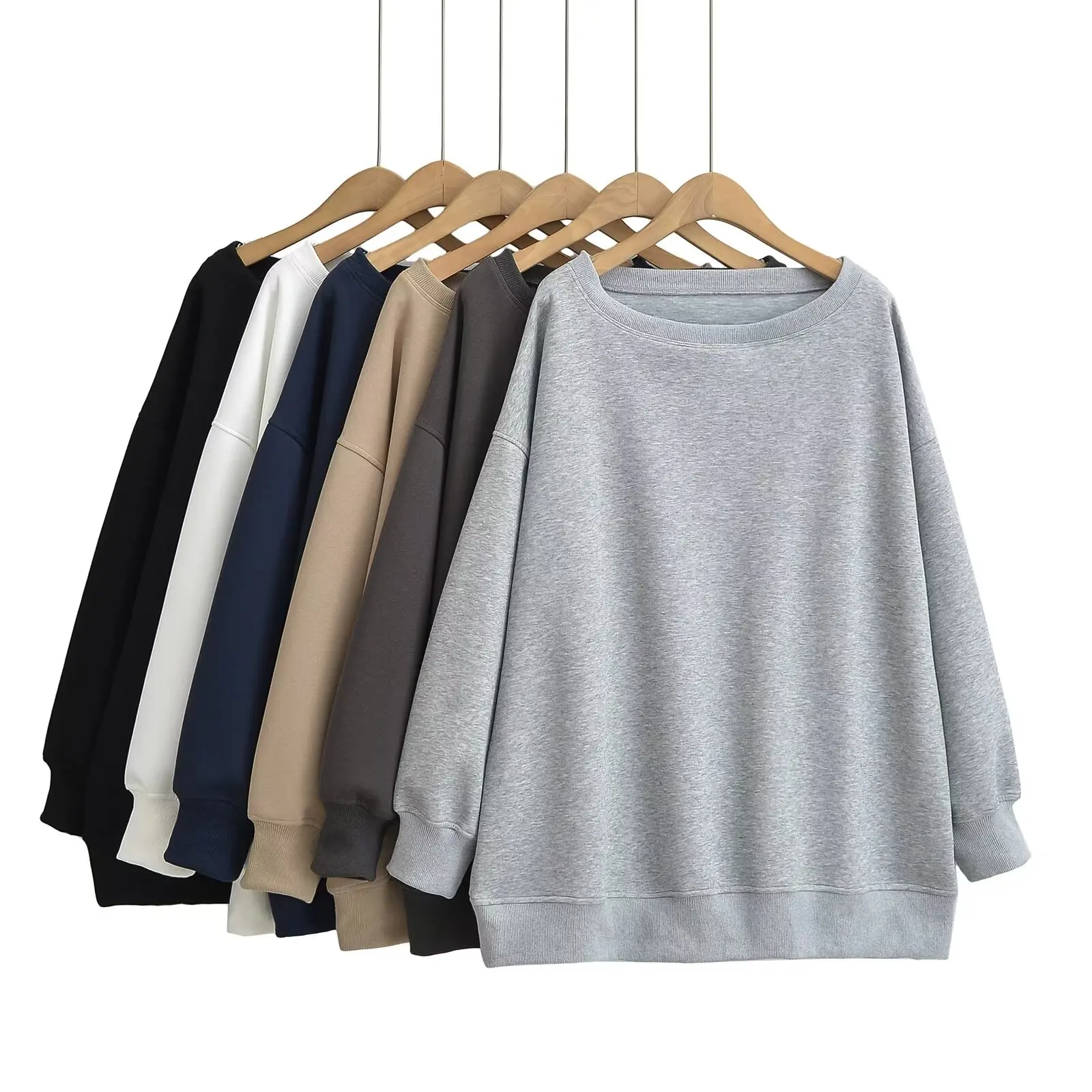 

Street Style Off-Shoulder Long Sleeve Sweatshirt Sexy Loose Slimming Casual Big Size Top Pure Desire Internet Red Bloggers