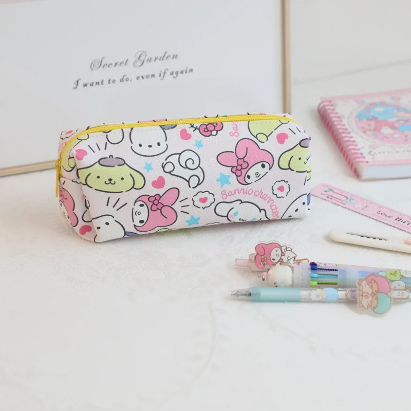 New Cartoon Cinnamoroll Kunomi My Melody Anime Pencil Case Stitch Print Pen Bag Cartoon Students Storage Bag Stationery kids Toy