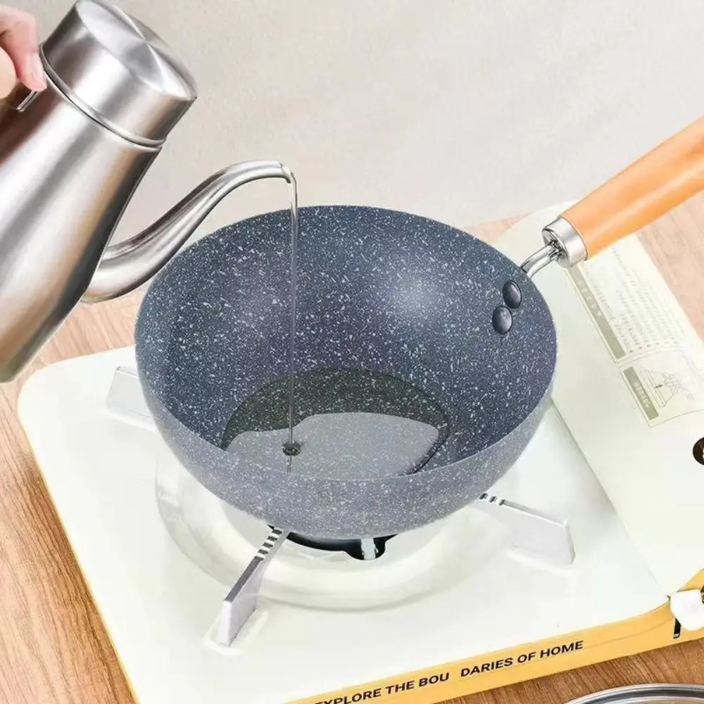 

Practical Non-stick Marble Pattern Wok Anti-scalding Handle Lightweight Omelette Pan Rapid Heat Universal Stir Fry Pan Soup