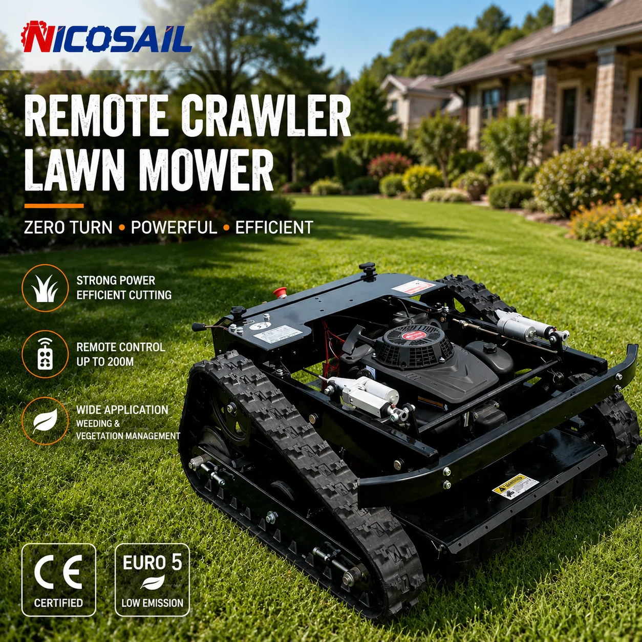 Remote Crawler Lawn Mower Zero Turn Weeder for Grass Cutting Garden Maintenance Landscaping and Farm Vegetation Control