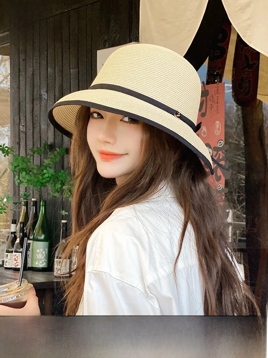 rouiiefao-chapeau-de-paille-style-hebe-a-nœuds-pour-femme-chapeau-de-pecheur-d'ete-pour-l'exterieur-respirant-pliable-et-tendance