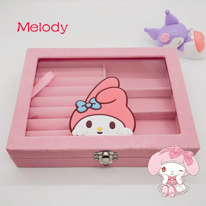 New Sanrio Hello Kitty Kuromi My Melody Cute Cartoon Jewelry Storage Box Girl Ins Necklace Ring Jewelry Box Gift Jewelry Box