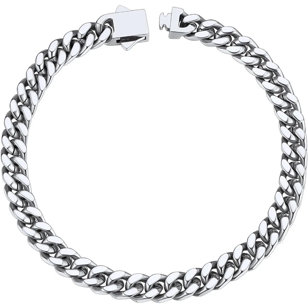 

Мужской браслет из нержавеющей стали в стиле кубинского плетения – ширина от 5 мм до 12 мм, черный или с 18-каратным золотым покрытием, в подарочной коробке