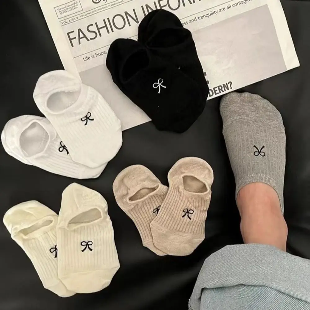 

Новые дышащие носки с бантом, весенне-летние носки-лодочки Y2K, тонкие хлопковые невидимые милые носки