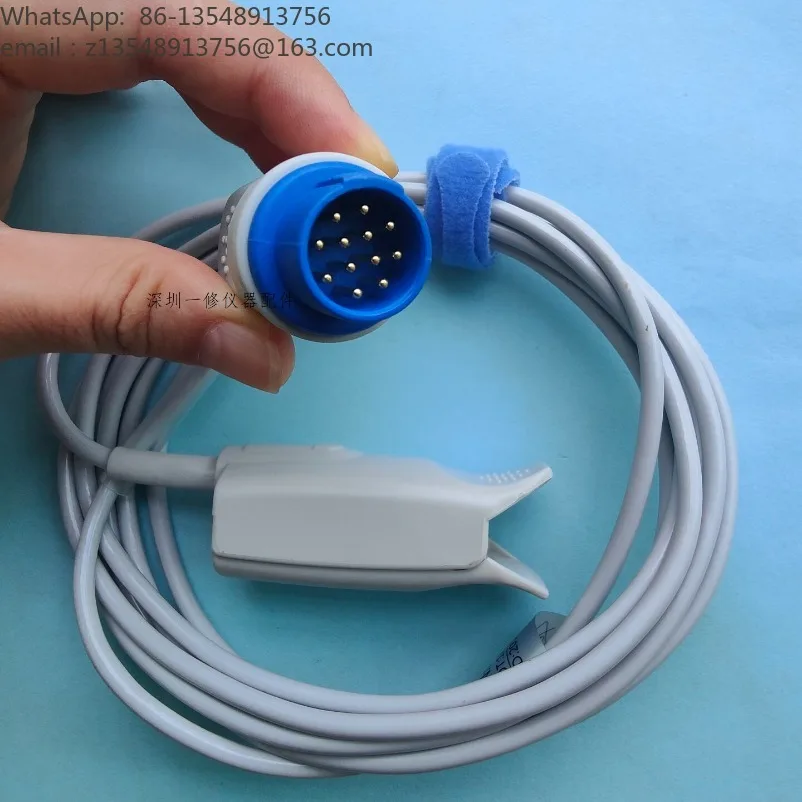 M7000 12Pin Finger Clip SpO2 Sensor Cable Multi-Parameter Patient Monitor Reusable Medical Accessories
