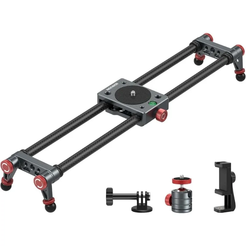 

Carbon Fiber Camera Slider 16in 40cm with 360 Ball Head Phone Clamp Action Camera Mount Dolly Rail Track 4 Bearings