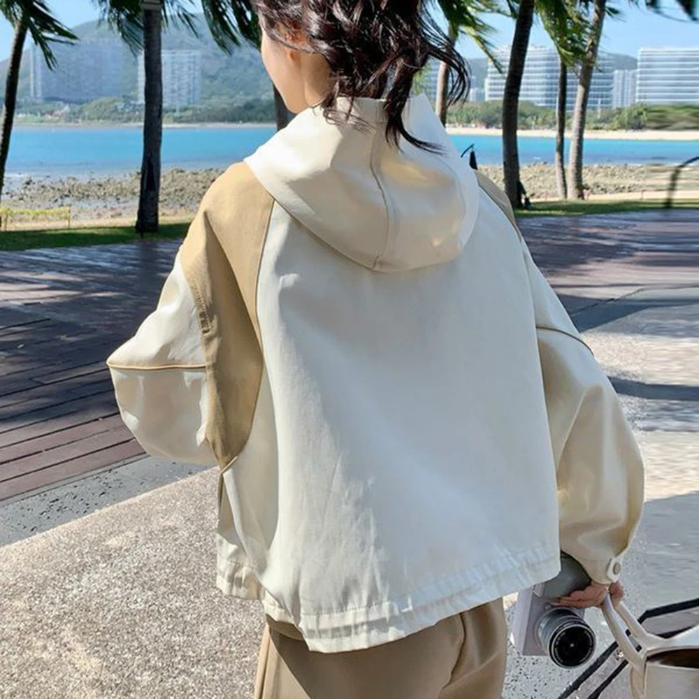 Workwear Splicing Coat Women's Short Style 2025 Autumn New Korean  Loose Street Explosion Fashion Trendy Jacket