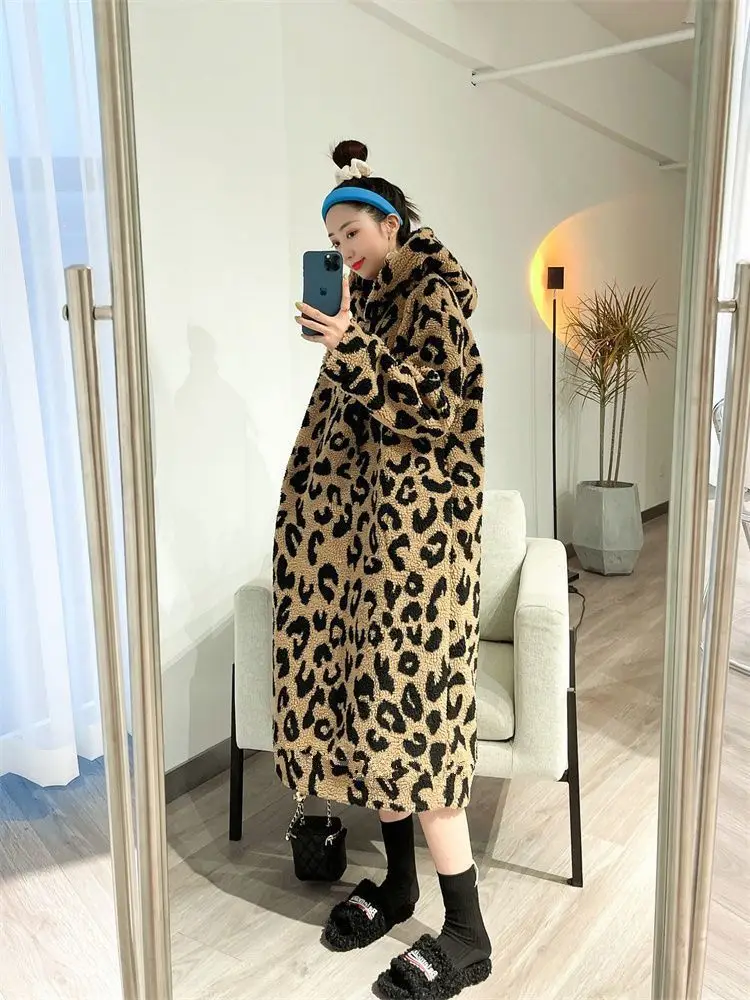 Autumn/Winter Womens Mid length Leopard Print Loose Coat