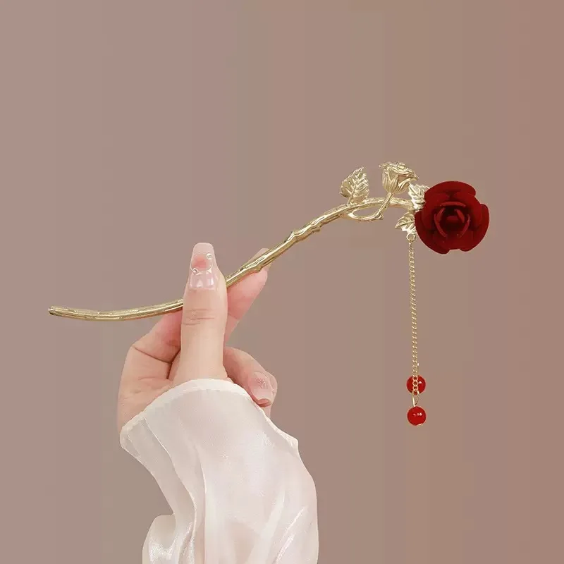 Etéreo phoenix hairpin girando frisado borlas elegante floral vara de cabelo hanfu baixo bun acessório de cabelo vintage