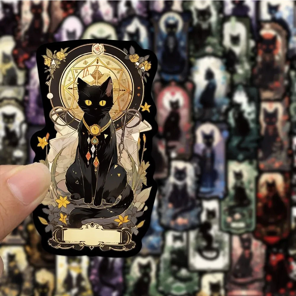 10/30/50pcs Vintage Goth Cat Tarot Stickers for Laptop Skateboard Suitcase Waterproof Cool Decoration Kids Sticker Toys Gifts