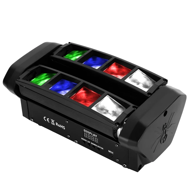 Spider 60W 8LEDs RGBW 4 en 1 couleur DMX et contrôle du son secouant la tête lumière d'effet de scène