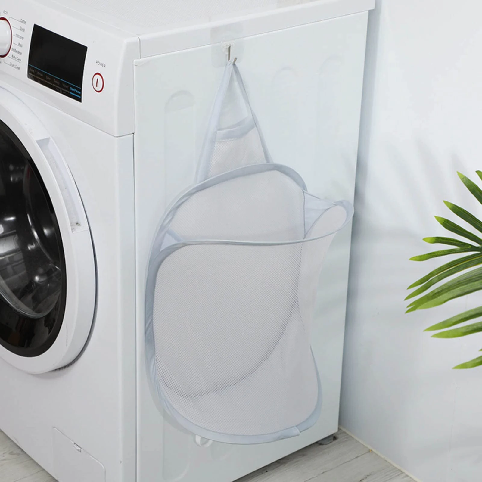 Wall Hanging Mesh Popup Hamper Foldable Lightweight Washing Basket for Bathroom Bedroom or College Dorm