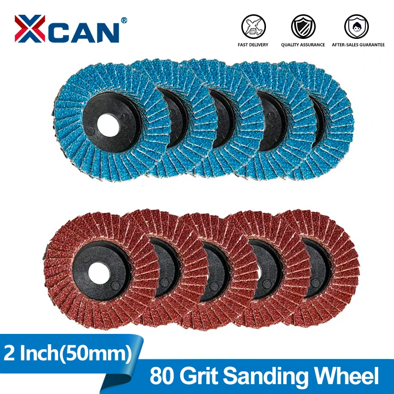 

XCAN 1/5 Pcs Flap Polishing Wheel Disc 2Inch(50mm) Angle Grinder Sanding Discs 80 Grit Grinding Wheels for Wood Metal Buffing